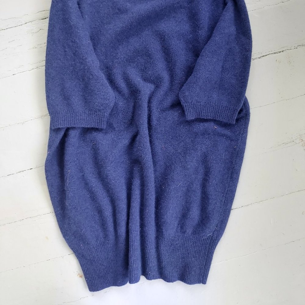 M Classic Fuzzy Royal Blue Cap 3/4 Sleeve Sweater